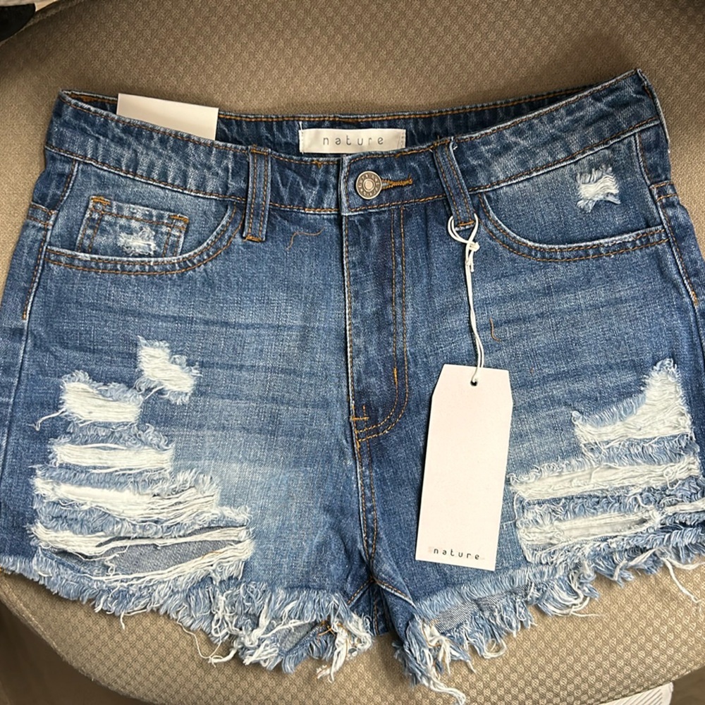 High Waisted Distressed Shorts